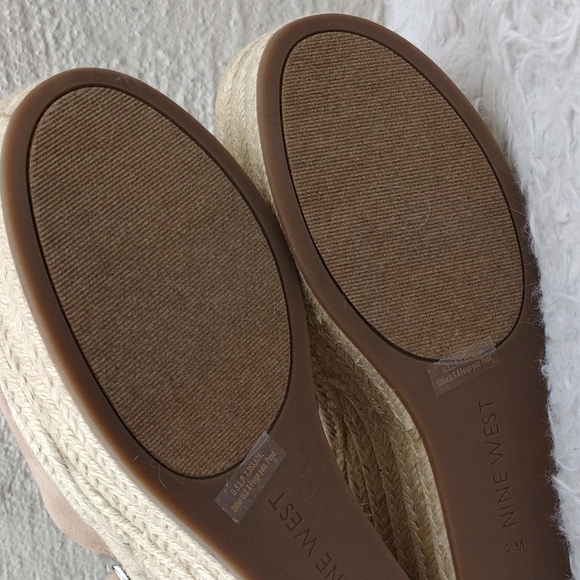 NINE West Adell Pink Faux Suede Open Toe Ankle Strap Platform Wedge Espadrilles - Picture 8 of 16